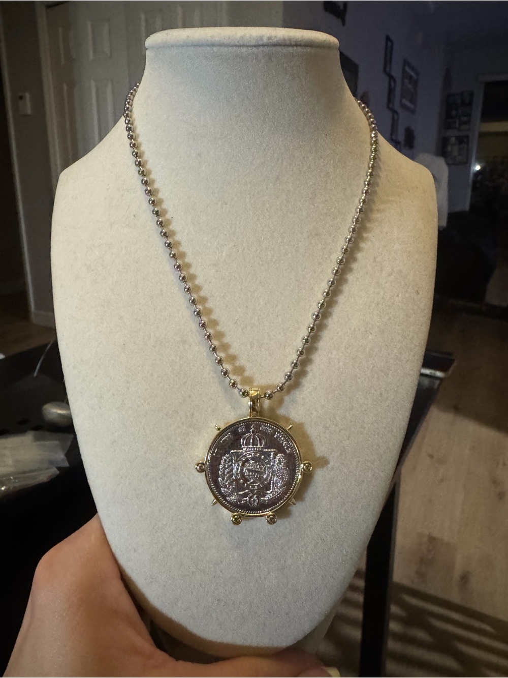 Gold and Silver Coin Pendant Necklace - Women Jewelry